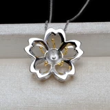 S925 серебряная подвеска с цветком сливы, разделенная по цветам, голова, нижняя опора, жемчуг 7-8, ожерелье из волос плода, кулон, аксессуары «сделай сам», пустая поддержка, тренд 5483