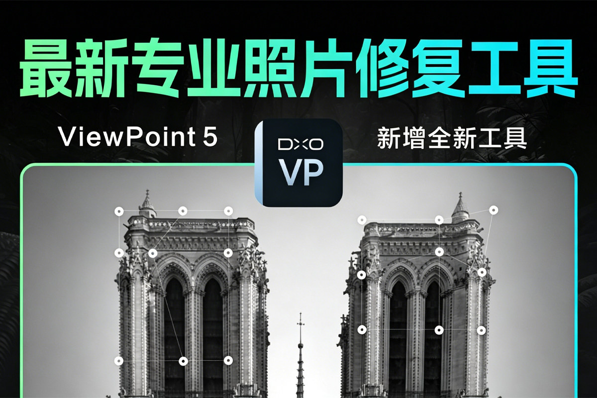 最新专业照片修复工具 DxO ViewPoint win v5.14.0.24 mac v6.0 一键直装 新增全新工具：调整形变、校正透视、解决广角镜头造成的问题