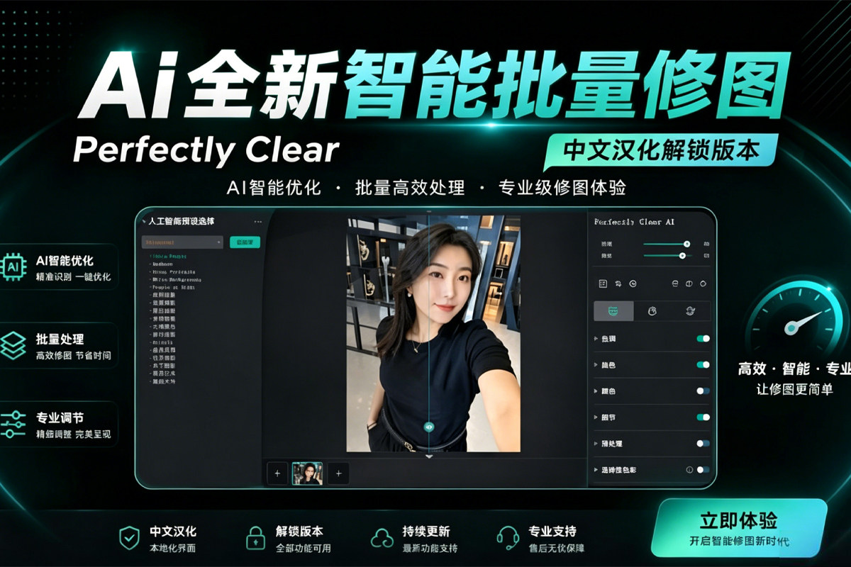 2026AI全自动批量修图 Perfectly Clear WorkBench v6.0.0.3260 简体中文版+便携版+官方25套付费预设！win