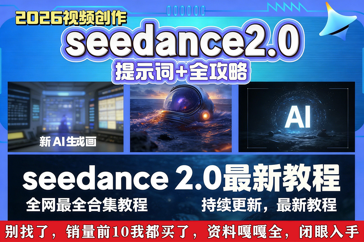 Seedance 2.0即梦教程豆包AI制作短视频提示词分镜模板教学课程