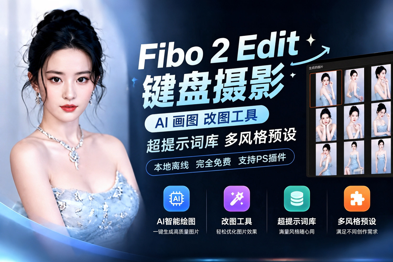 免费本地部署！Fibo 2 Edit v2 一键启动！AI 画图+改图工具，集成PS插件、超提示词库、多风格预设，8GB显存即可运行，商用需授权