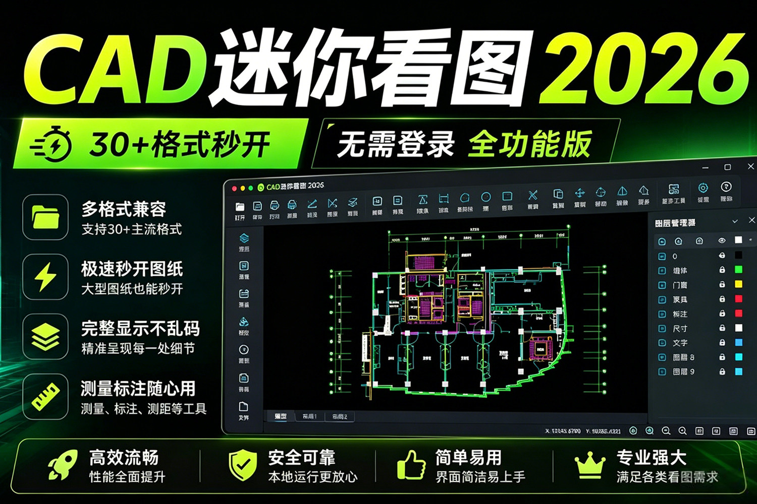 CAD迷你看图2026R5.1 解锁版 解锁会员图库 批量打印 CAD看图神器！30+格式秒开，专业功能全免费