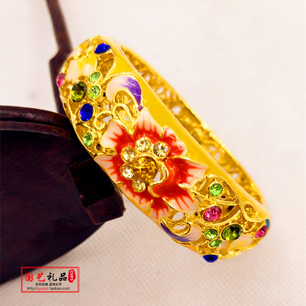 Beijing New Cloisonne Double-layer Hollow Diamond Bracelet, Packing Box, Beijing Tourist Souvenir, Bracelet
