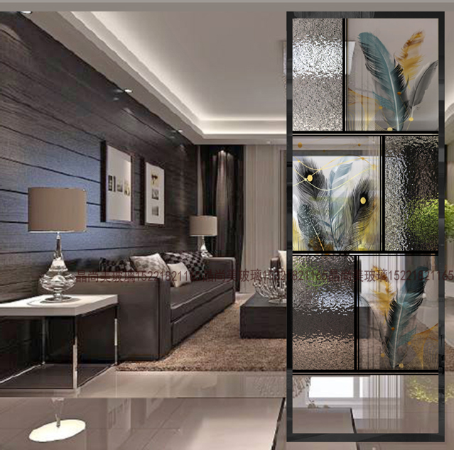 Crystal Diamond Art Glass Hollow Soundproofing Partition Screen Xuanguan Modern Light Lavish Minimalist Yoked Style Black & White Grey