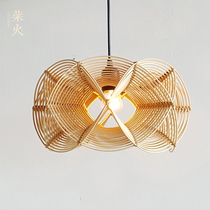 Personality Creative Hotel Restaurant Hotel Retro Lighting Chinese Homestay Hand Woven Natural Rattan Art Chandelier