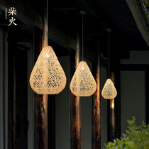 Japanese-style homestay Zen tea room personality creative restaurant hotel corridor aisle rattan art hotel chandelier