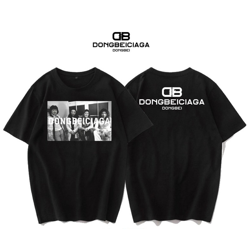 Northeastern Family Short Sleeve Heavyweight Pure Cotton Ivory Mountain Beatles Still Van Der Biao Imported Digital Direct Printing