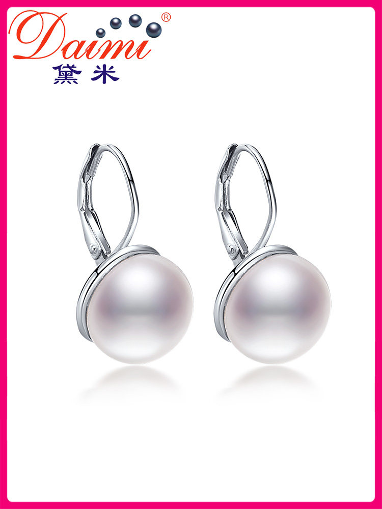 Demi jewelry Shangxin 11-12mm white strong light freshwater pearl earrings send mom S925 silver long version of the ear needle
