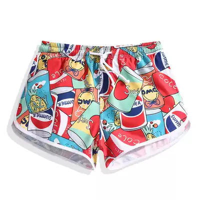 Quick-drying beach pants female Thai seaside holiday flower shorts loose water hot spring swimming pants flat corner five points cute