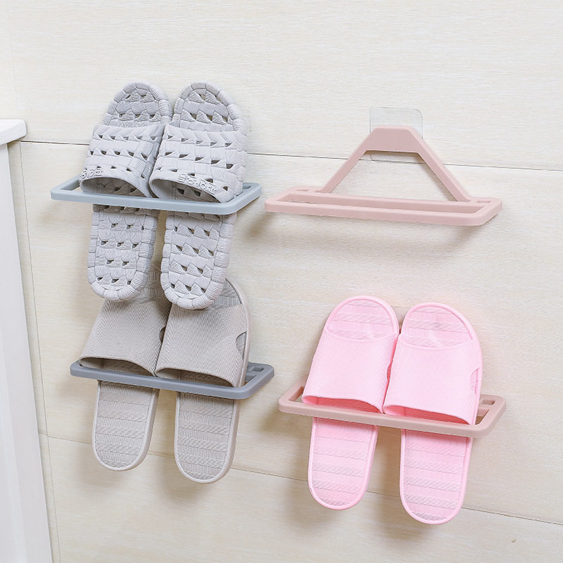 Bathroom Slippers Rack Free adhesive Toilet Shoe Rack Minima Slippers Shelf Drain shelf