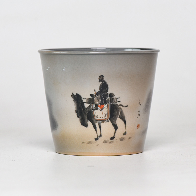 New Hand-Painted Cups with Ink Painting and Wood-Fired Design