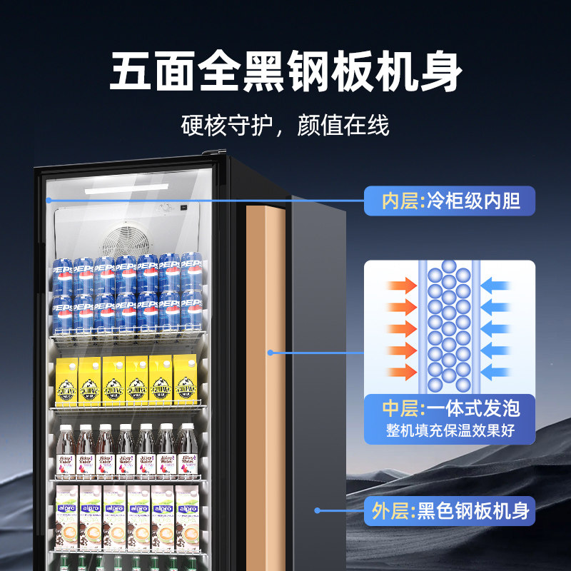 Star Refrigerated Cabinet, Refrigerated Display Cabinet, Fresh-Keeping Beverage Cabinet, Supermarket Display Commercial Refrigerator, Single-Door Vertical Freezer