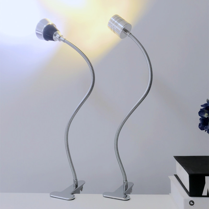 led plug-in spotlight metal hose universal iron clip long arm bedside table lamp machine tool fish tank embroidered nail spotlight