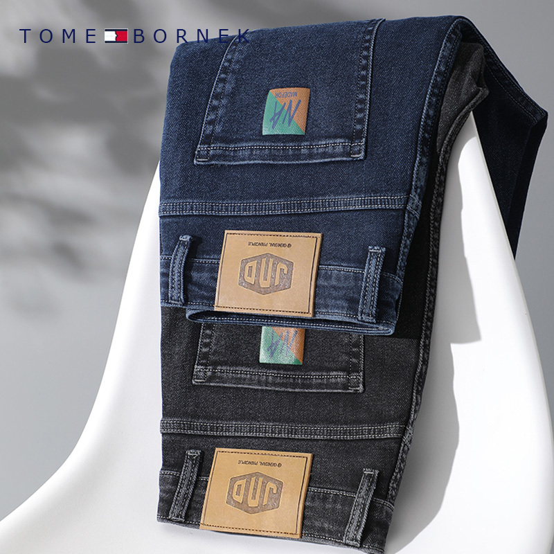 Authentic American Tommy Hilfiger Men's Jeans, Loose Straight-Leg Pants, Casual Pants, Durable and Washable Long Pants