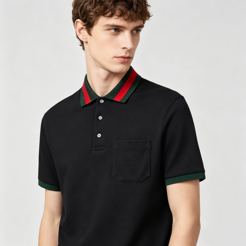The Back 26 Summer Striped Ribbon Collar Pique Cotton Men's Old Money Style Short Sleeve Polo Shirt Lapel Top The Back 26 Summer Striped Ribbon Collar Pique Cotton Men's Old Money Style Short Sleeve Polo Shirt Lapel Top