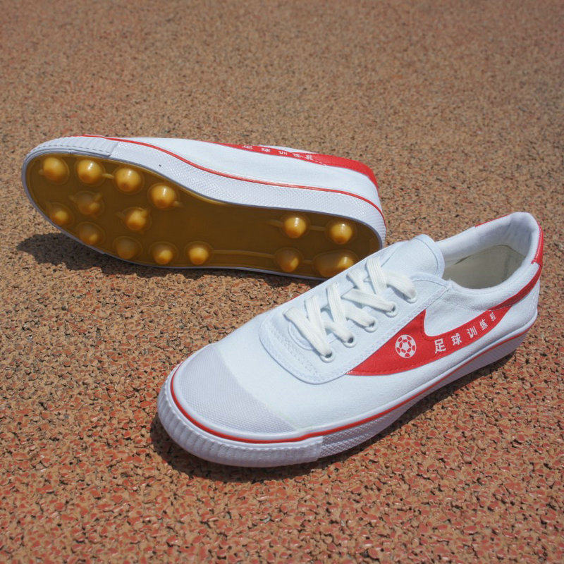 Double star classic men's and women's same style adult student white tendon bottom anti-slip canvas artificial grass football shoes