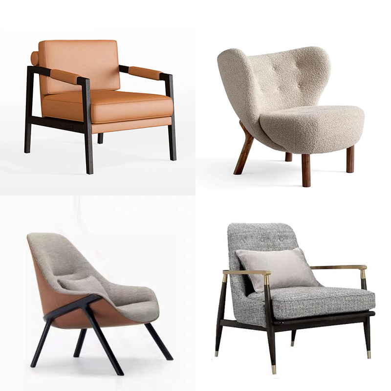 Nordic Solid Wood Sofa Chair, Leisure Lazy Chair, Study Room, Beauty Salon, 4S Store, Coffee Chair, Hotel, Homestay, Mezzanine