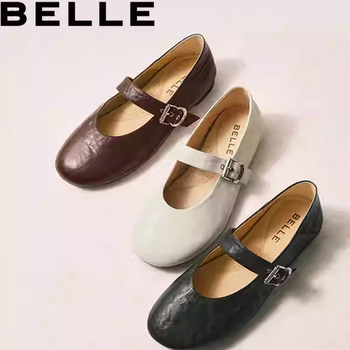Belle retro wrinkled sheepskin mary jane shoes Belle retro wrinkled sheepskin mary jane shoes