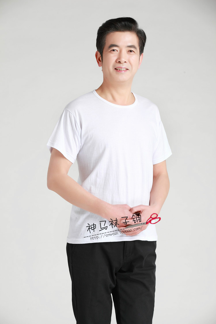 Hoa cúc nam thương hiệu cotton rào cản trung niên đồ lót lỏng lẻo áo sơ mi cũ mùa hè áo thun ngắn tay áo cotton nam mùa hè
