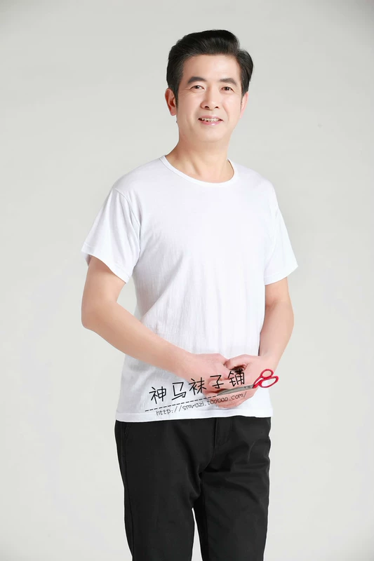 Hoa cúc nam thương hiệu cotton rào cản trung niên đồ lót lỏng lẻo áo sơ mi cũ mùa hè áo thun ngắn tay