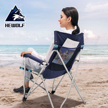 Wolf outdoor portable fishing seat tourism lunch break backrest recliner outdoor leisure camping folding rest chair