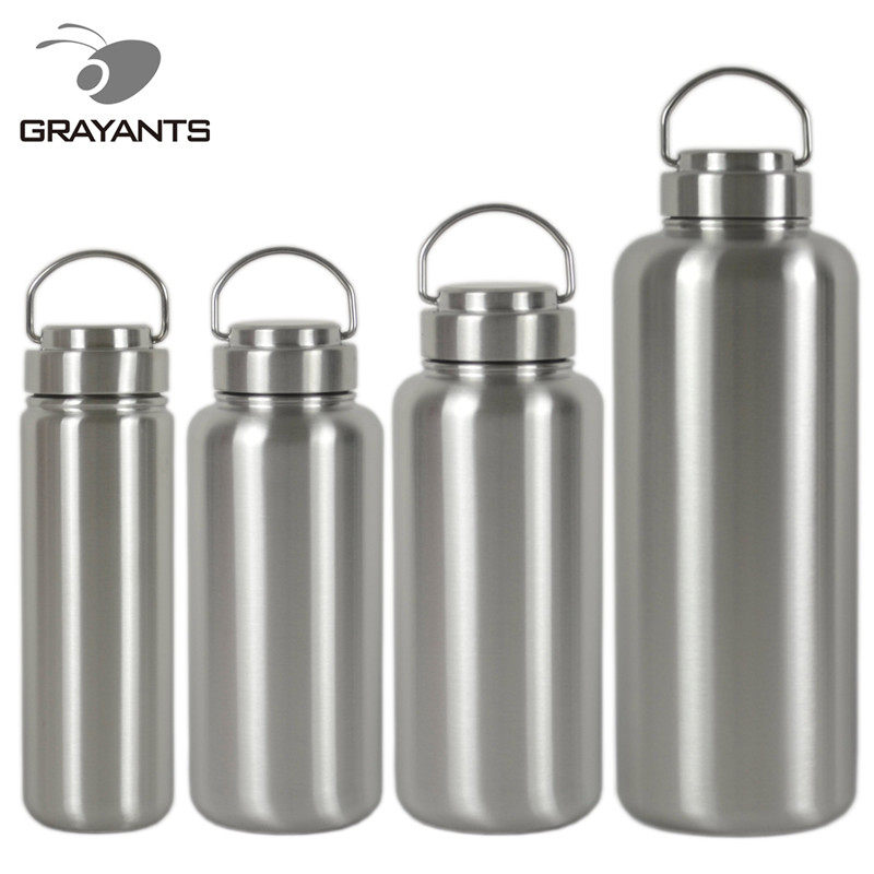 Outdoor large capacity thickened 304 stainless steel sports kettle Travel camping all steel water bottle Single layer cup kettle