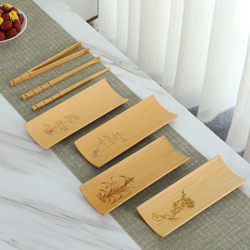 Bamboo tea ceremony three-piece set tea needle tea dial tea clip tea appreciation tea box tea lotus kung fu tea set six gentlemen accessories