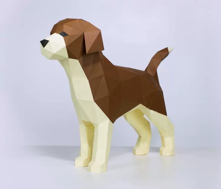 Mô hình giấy 3D sáng tạo hình học dễ thương beagle trang trí nhà khuôn giấy thủ công Tự làm vật liệu gói in trang trí - Mô hình giấy