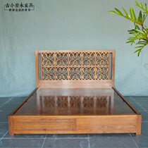 Southeast Asian style solid wood furniture bed ultra-wide enlarged 2 m BD150 Thai 1 8 m Elm hard board double bed