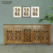 Southeast Asian style solid wood sideboard wine cabinet wine cabinet ancient and modern log CB338-4 Thai style carved solid wood storage wine cabinet