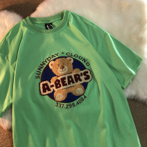 The fantasy of the bears keepers secret Cubs-Green Day Tide Card Spring Summer Couples Loose short sleeves T-shirts Men and women