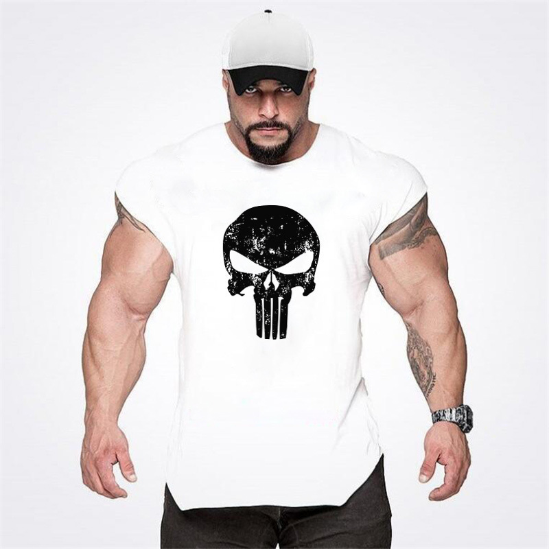 Muscle Brothers Fitness Punisher Fitness Vest Men's Gym Tank Top Bodybuilding Training Pure Cotton Sleeveless T-Shirt