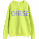 Fluorescent green round neck sweater loose large size lazy style new pphome thick section plus velvet Korean version of pure cotton does not pill