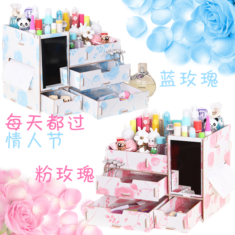 Mini Princess Dresser with Cover Toy Pink Office Home Storage Utensil Large Desktop Storage Storage hộp đựng đồ trang điểm bằng gỗ