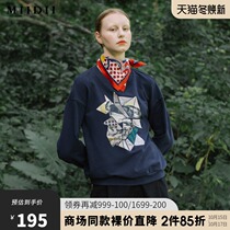 MIIDII riddle autumn winter leisure H-shaped collage V-neck T-shirt women long sleeve 201MT0050