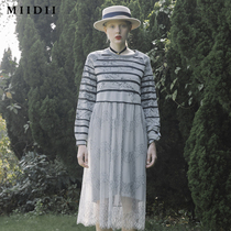 Enigma Early Autumn New Product Elegant Soft Waist Lace Long Sleeve Dress 201ML0094