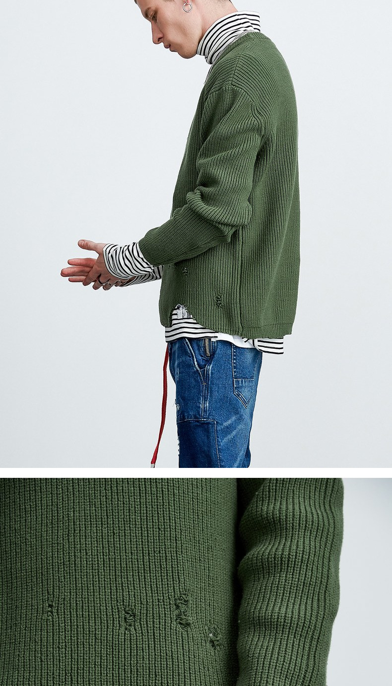Lilbetter Sweater nam mùa thu mới Lỗ tròn Cổ áo len Thanh niên Áo len nam áo giữ nhiệt nam
