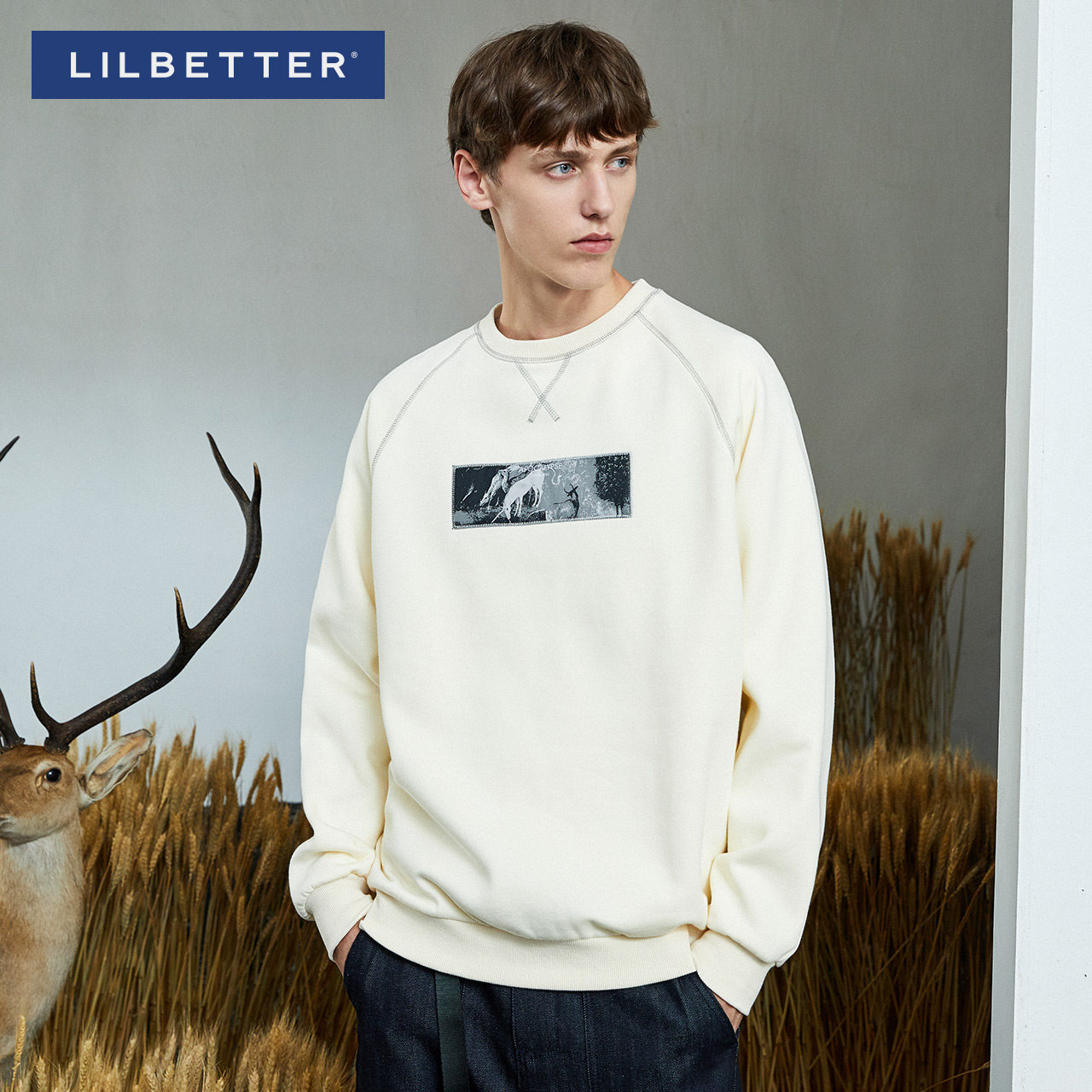 Lilbetter pullover clothes men's autumn new fashion brand printed coat Hong Kong style round neck plus velvet clothes