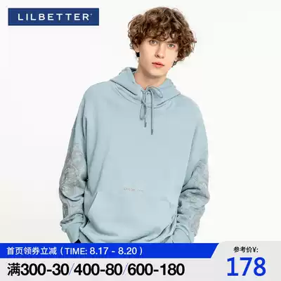 Lilbetter men's thick T-shirt Hooded turtleneck clothes Loose embroidered hoodie top Autumn cotton jacket men