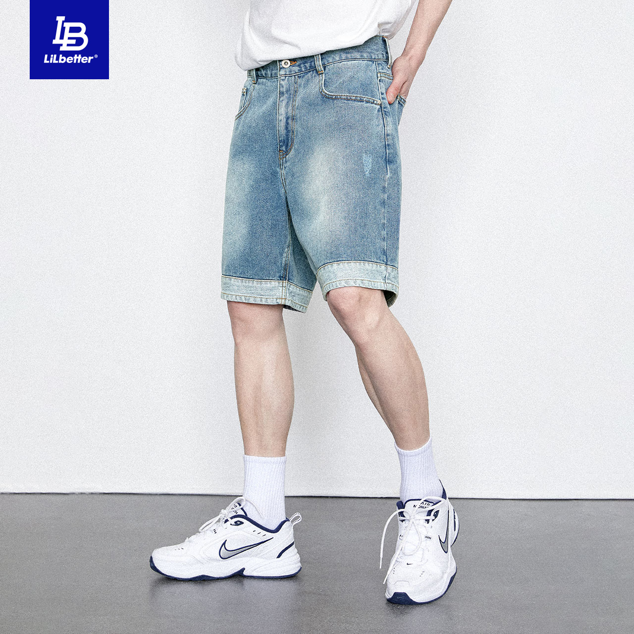 Lilbeter Men's Jeans 2022 New Fashion Casual Street Shorts Repair Straight 50% Pants