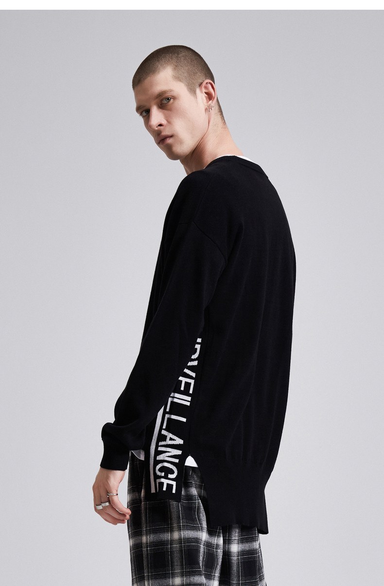 Áo len nam Lilbetter Áo thun cổ tròn 2018 mới thời trang Hàn Quốc khâu áo len LB menswear quần áo thu đông nam