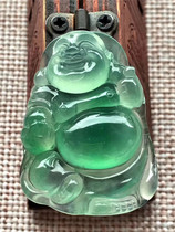 Jianan emerald old pit natural A goods high ice yang green Buddha gong jade pendant ice transparent fluorescent high quality treasures