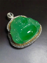 Jian An Jade old pit natural A goods 18K full Diamond luxury inlay full Buddha jade pendant high-end collection
