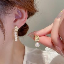 Hong Kong (Designers) Cmno Kmno Asymmetrical Baroque Pearl Earrings Superior Sense Light Lavish Trinkets