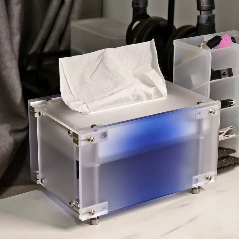Design of Optical Axis Transparent Tissue Box, Automatic Spring Paper Box, Dopamine Acrylic Colorful Desktop Tissue Storage Box