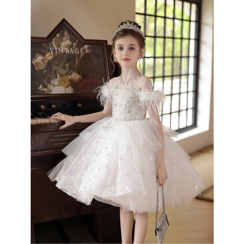 Girls' Formal Dress for Flower Girl, Wedding, Little Host, Children's Exquisite Show Outfit, Birthday, Piano Performance, Summer Girls' Formal Dress for Flower Girl, Wedding, Little Host, Children's Exquisite Show Outfit, Birthday, Piano Performance, Summer