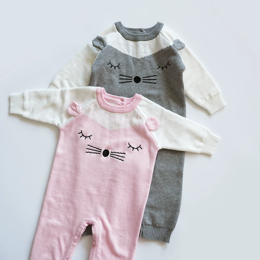 Демисезонный детский вязаный костюм-bodysuit осенний мультяшный для новорожденных для выхода