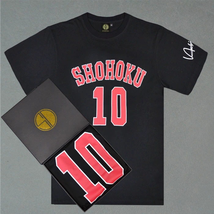 SD bóng rổ slam dunk thạc sĩ Xiangbei 10 Sakuragi hoa cotton vòng cổ ngắn tay T-Shirt class dịch vụ tùy chỉnh t