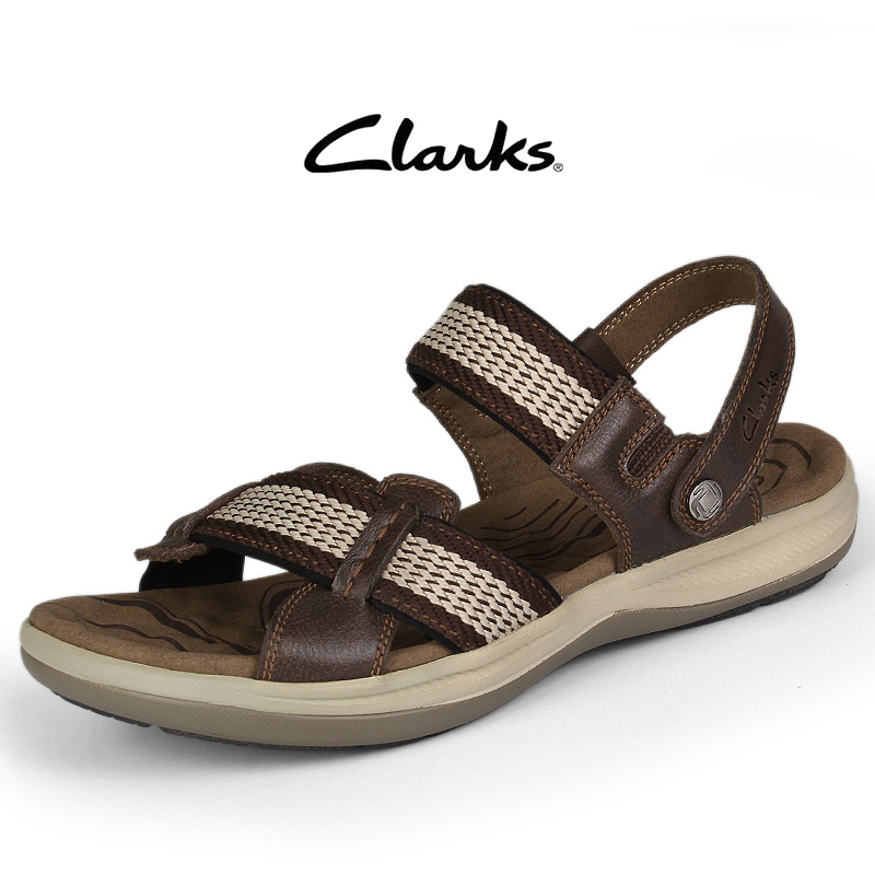 Clarks 2026 New Men's Sandals Summer Breathable Dad Non-Slip Genuine Leather Beach Sandals for Outdoor Wear