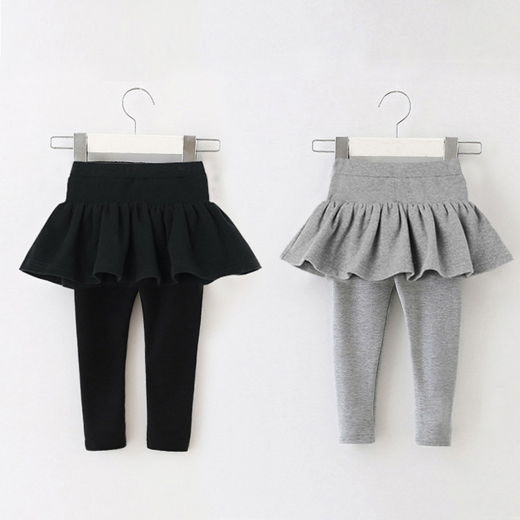 Girl Inside Lap Pants Dress Spring Autumn Clothes 1 Year Old 5 Children Girls Baby Skirt Pants Fake Two Plus Suede Children Wear Long Pants